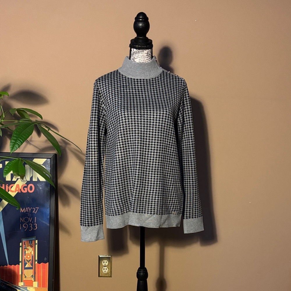 Calvin Klein Black and Gray Turtleneck Sweater